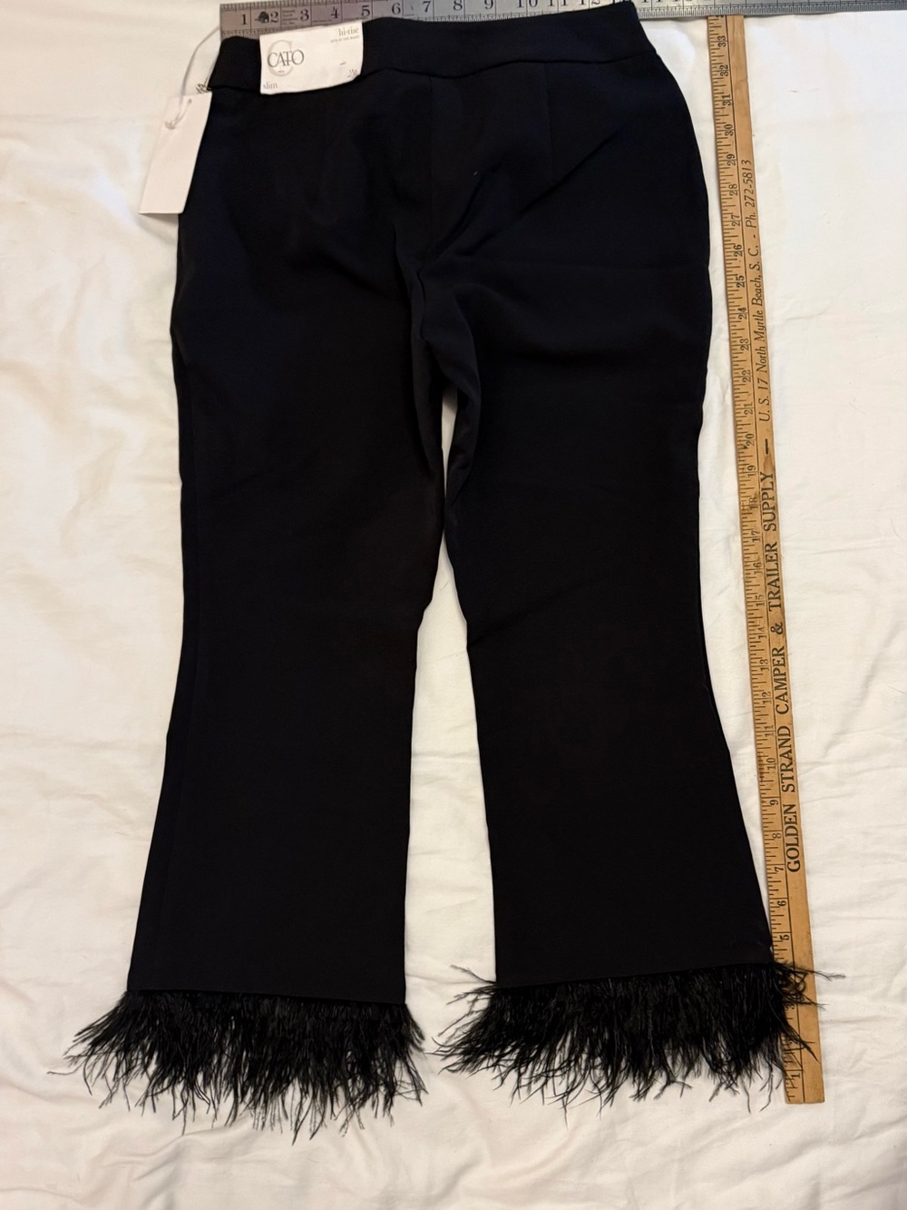 Cato Black Feather-Hem Cropped Pants - Picture 7 of 10